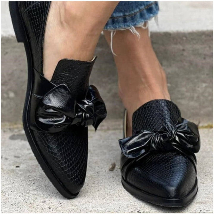 Narcissa | Croc-Embossed Bow Loafer Orthopedic Flats for Women