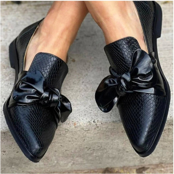 Narcissa | Croc-Embossed Bow Loafer Orthopedic Flats for Women