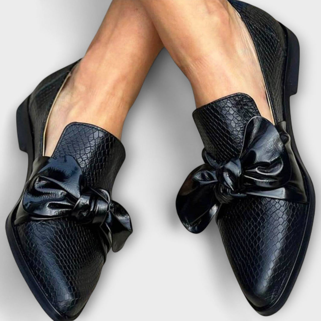 Narcissa | Croc-Embossed Bow Loafer Orthopedic Flats for Women