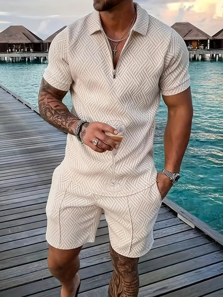 Monaco | Men's Contrast Trim Zip Polo Co-ord Set