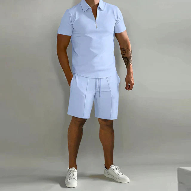 Axel | Men's Zip Polo Shorts Co-ord Set