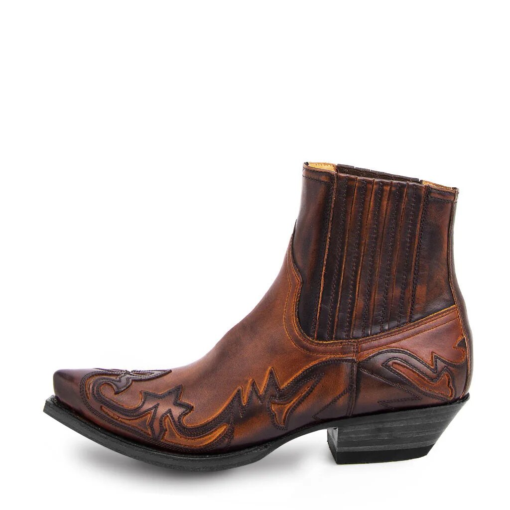 Phantom | Tonal Embossed Leather Ankle Cowboy Boots