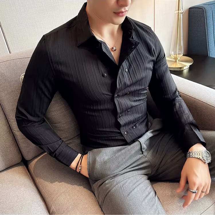Luca | Textured Slim Fit Button-Up Oxford Shirt