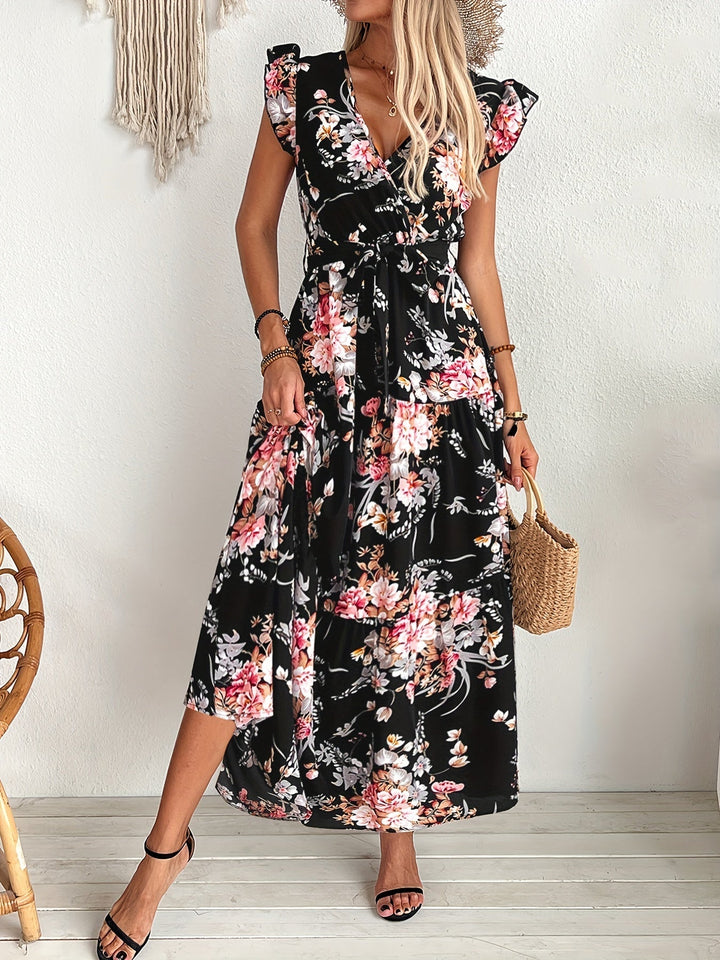 Rosalie | Women's Wrap Frill Sleeve Boho Floral Summer Dress
