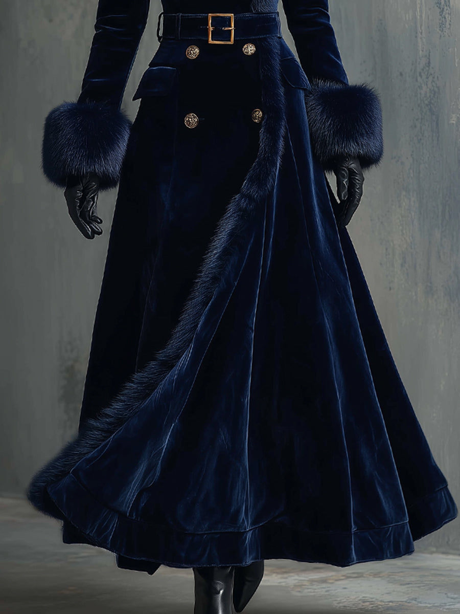 Vivienne | Faux Fur Trim Velvet Maxi Dress – Evening Dresses