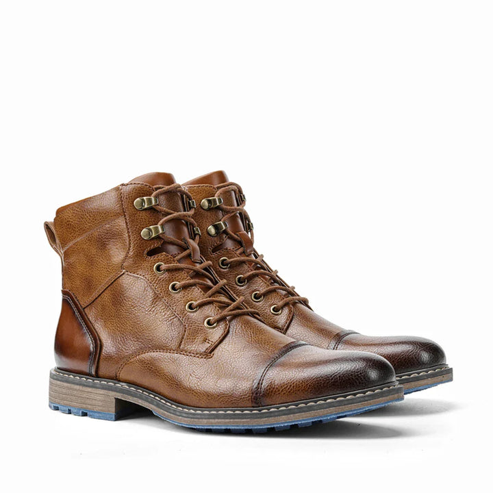 Callum | Cap Toe Lace-Up Leather Combat Ankle Boots