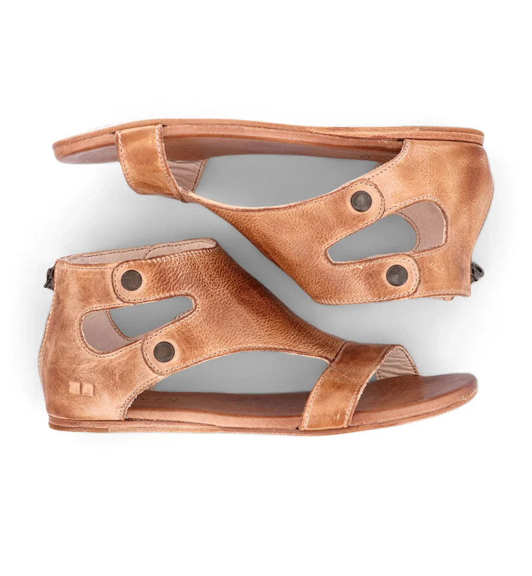 Soto | Cutout Stud Detail Back Zip Leather Womens Sandals