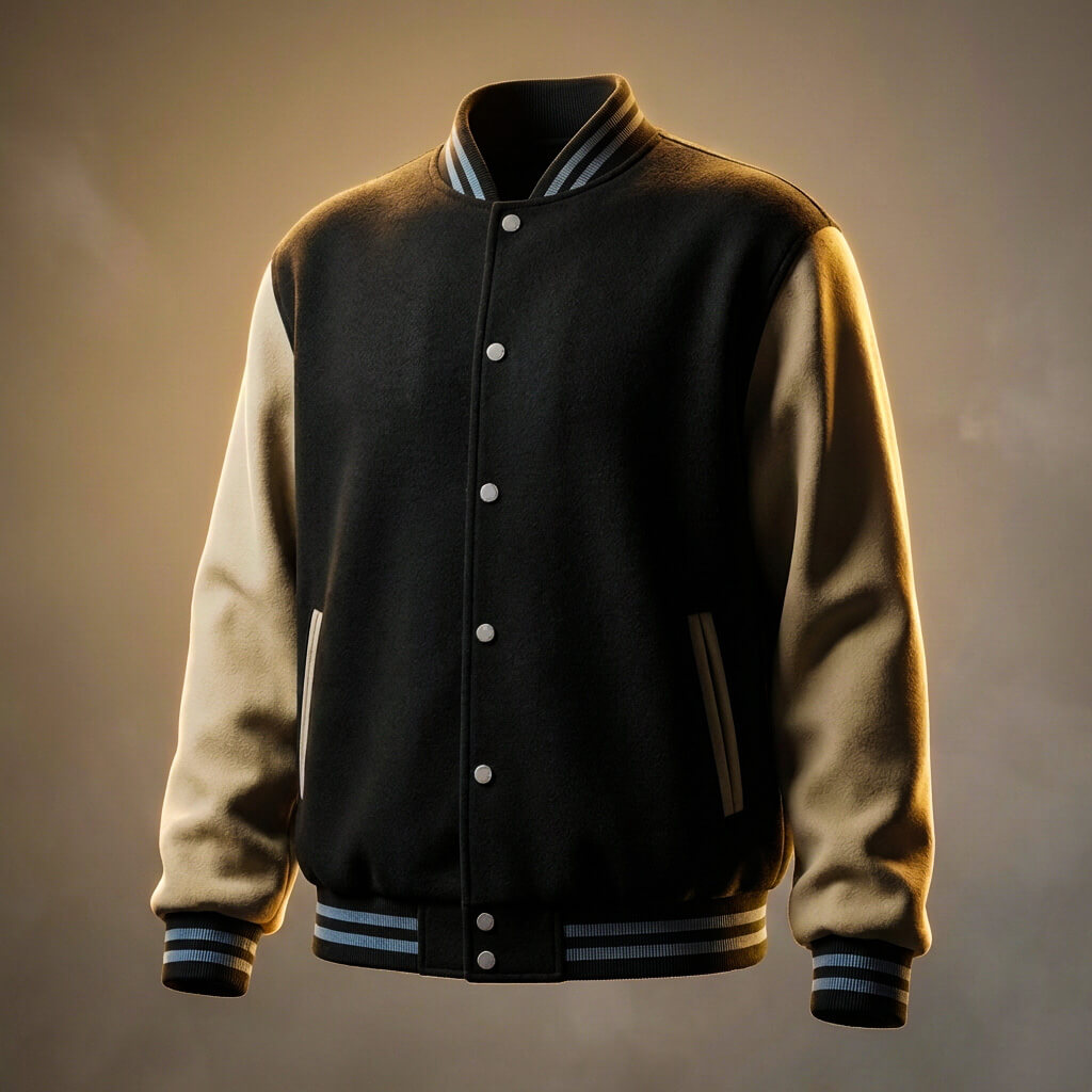 Campus | Two-Tone Wool Blend Varsity Bomber Jacket