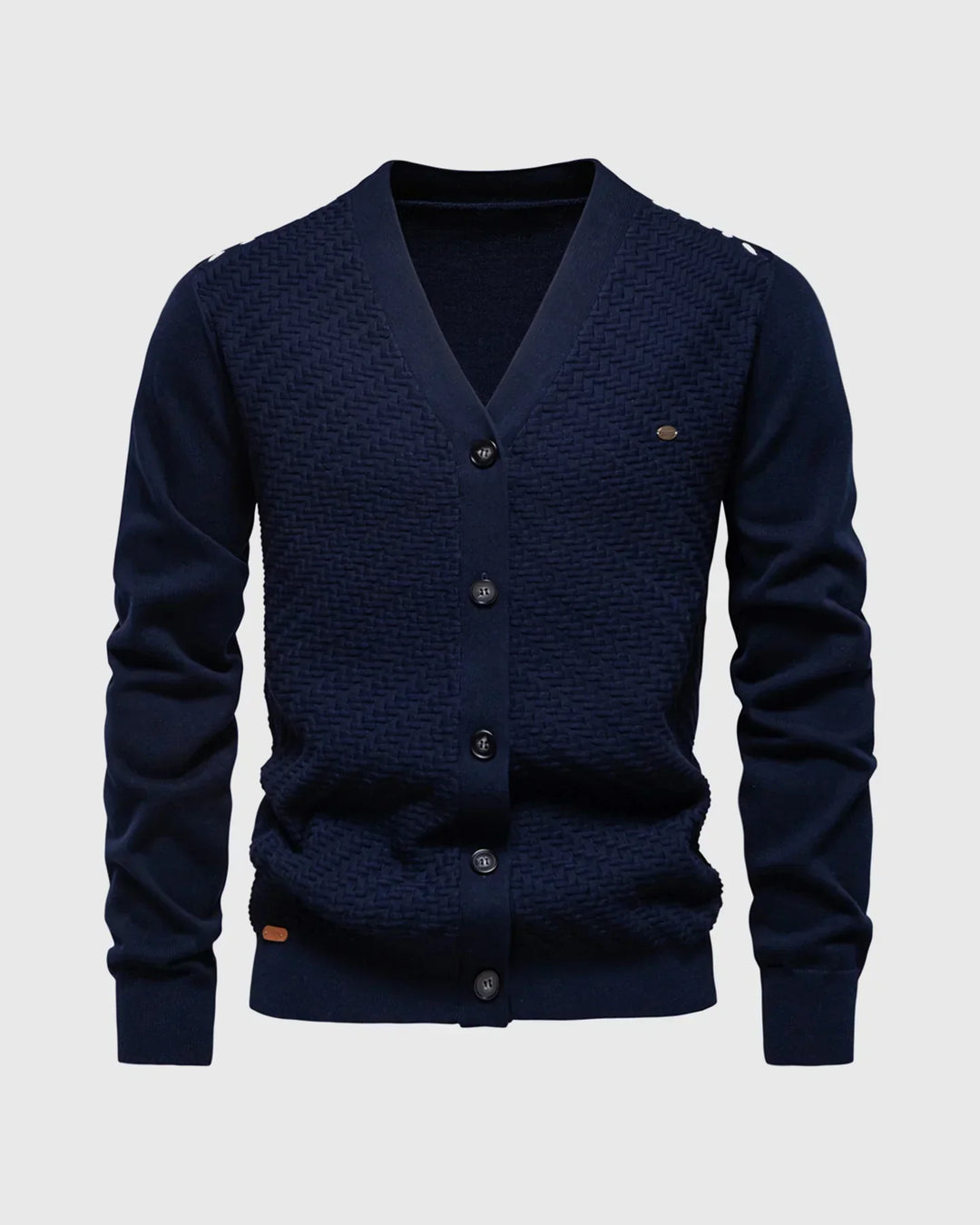 Archer | Herringbone Panel V-Neck Men's Cardigan