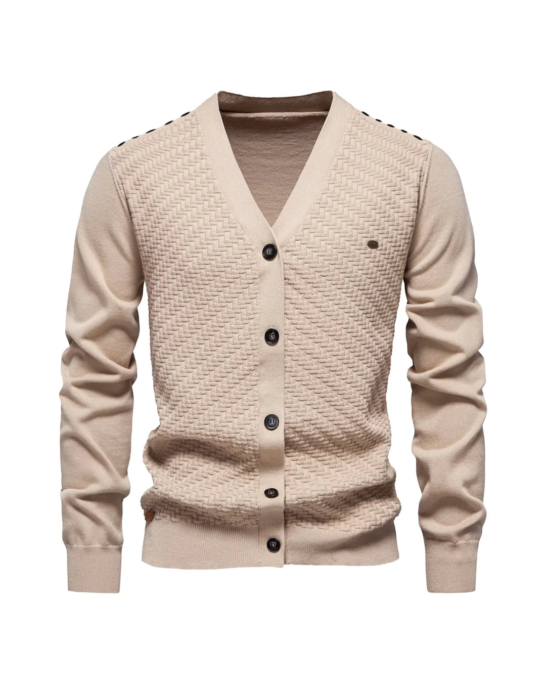 Archer | Herringbone Panel V-Neck Men's Cardigan