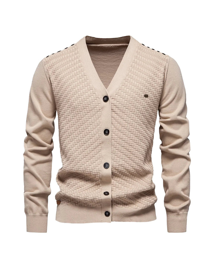 Archer | Herringbone Panel V-Neck Men's Cardigan