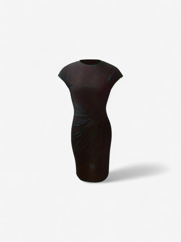 Nora | Crew Neck Twist Knot Cap Sleeve Bodycon Midi Formal Dress