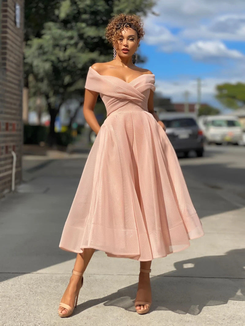 Arabella | Tulle Off The Shoulder Dress Midi Ballgown