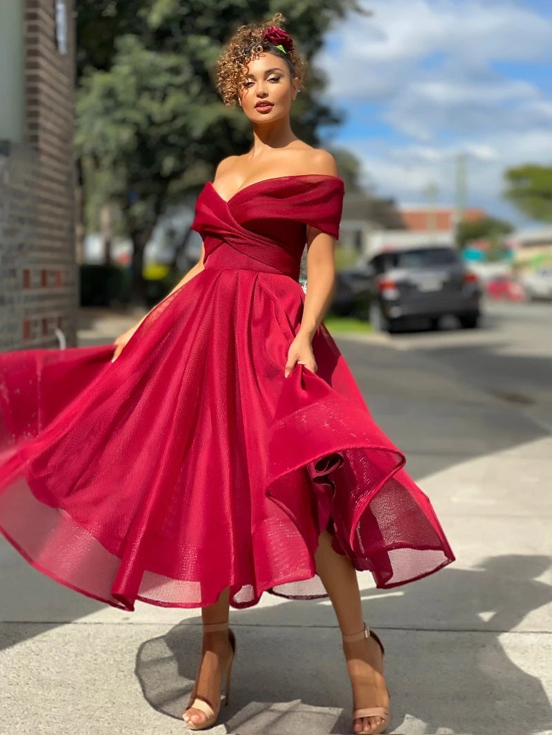 Arabella | Tulle Off The Shoulder Dress Midi Ballgown