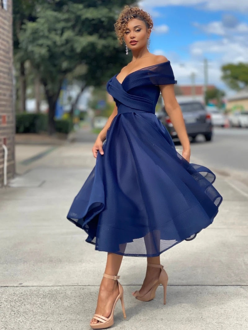 Arabella | Tulle Off The Shoulder Dress Midi Ballgown