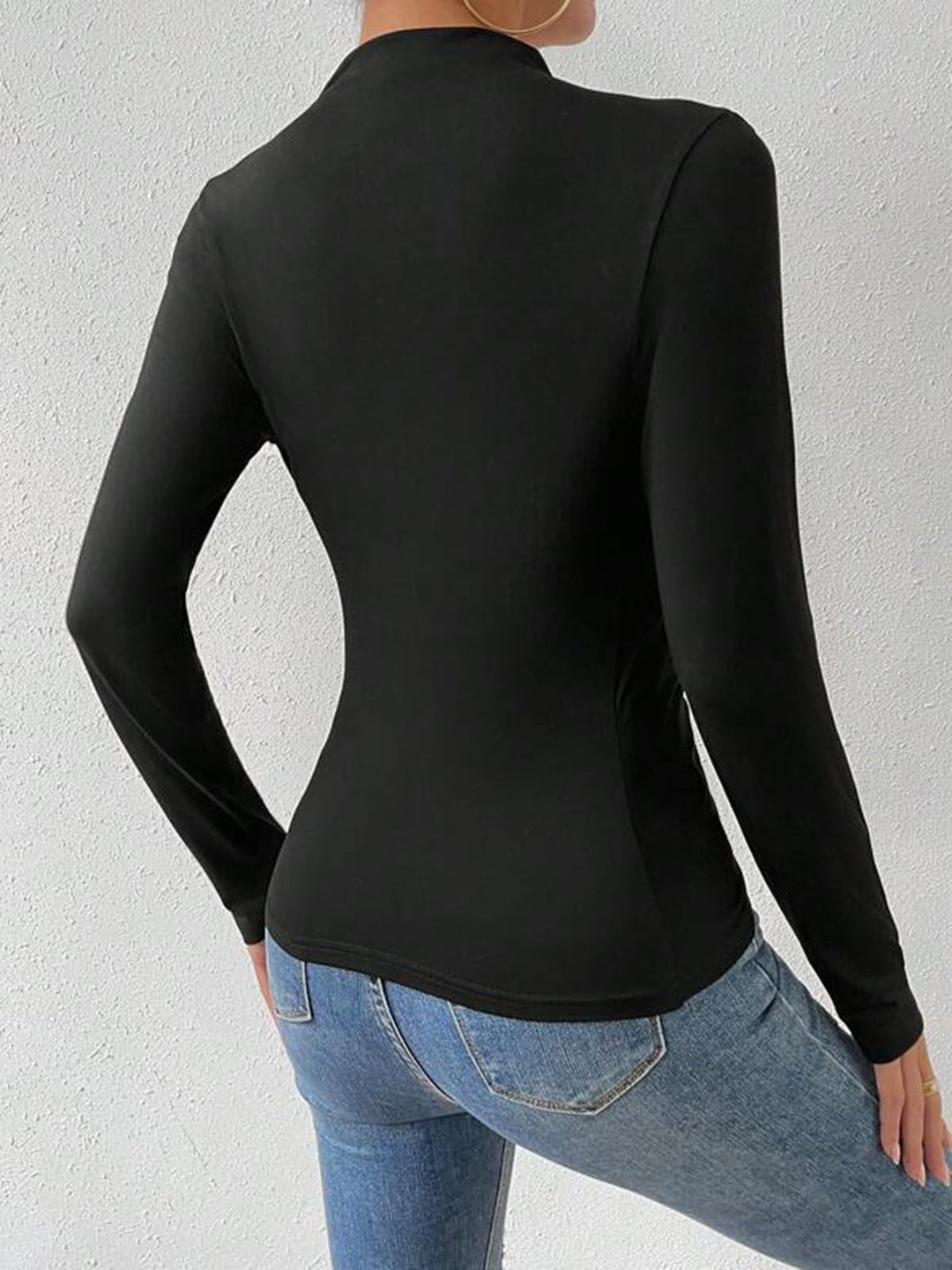 Duality | Colour Block Ruched Long Sleeve Fitted Womens Top