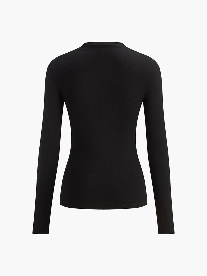 Duality | Colour Block Ruched Long Sleeve Fitted Womens Top