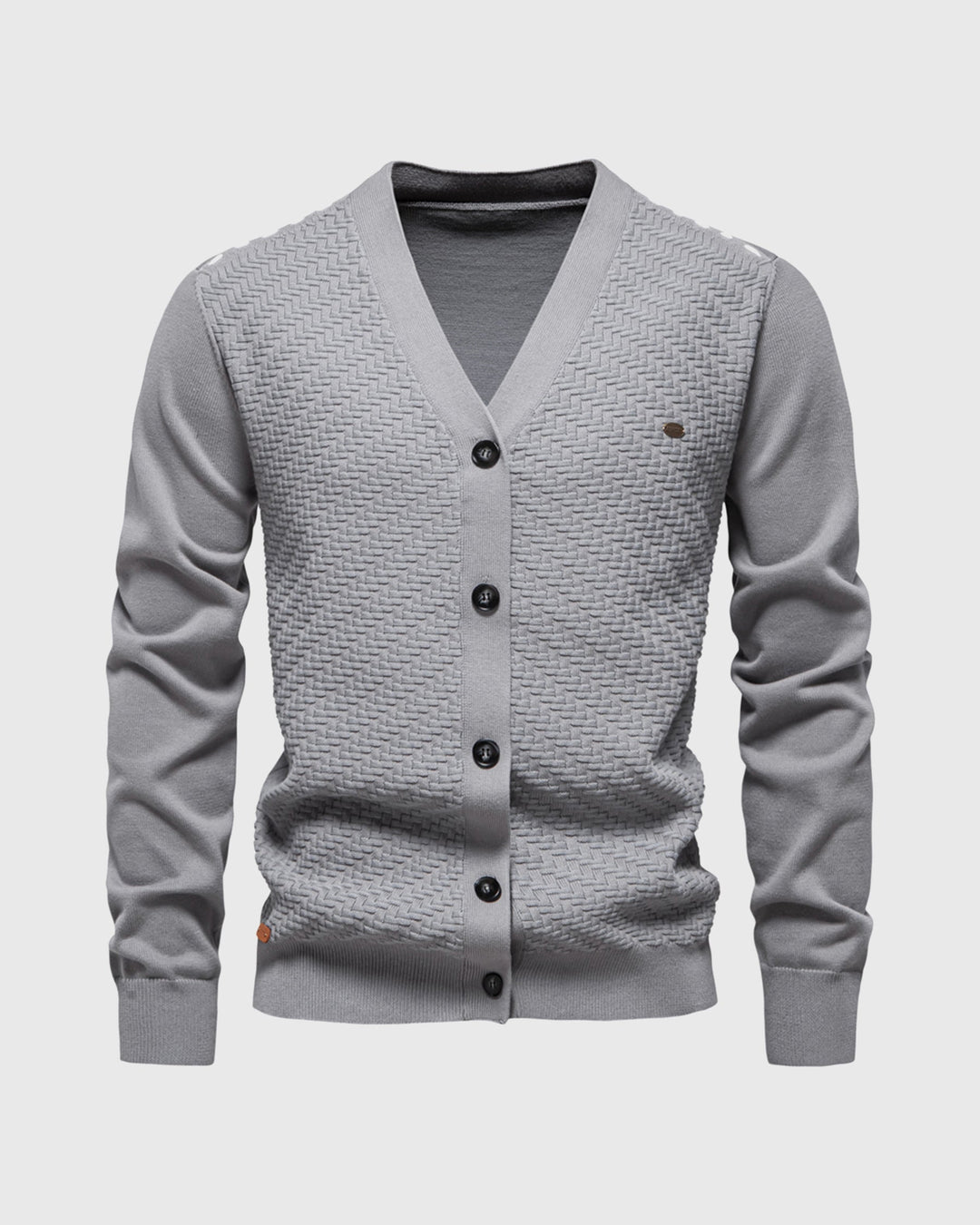 Archer | Herringbone Panel V-Neck Men's Cardigan