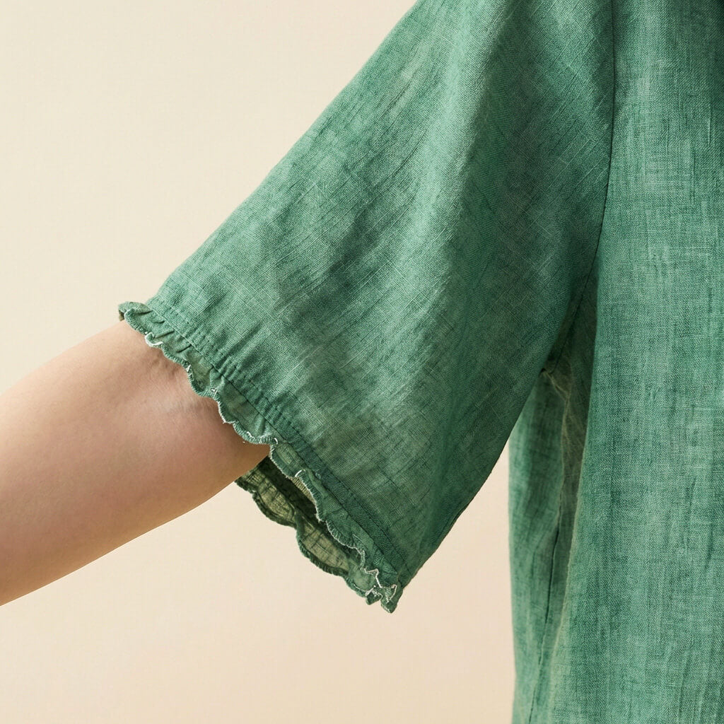 Petra | Peter Pan Collar Frill Cuff Linen Womens Blouse
