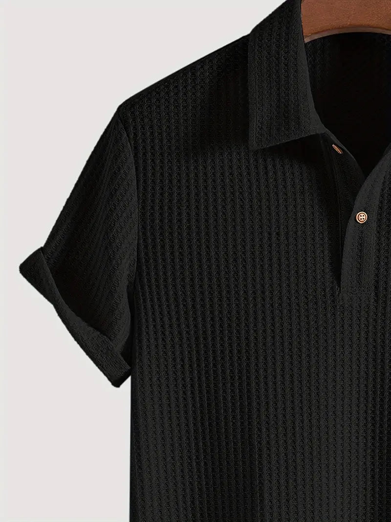 Cassius | Men's Textured Knit Two-Button Polo