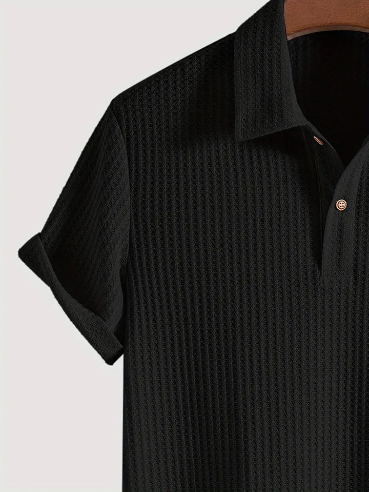 Cassius | Men's Textured Knit Two-Button Polo