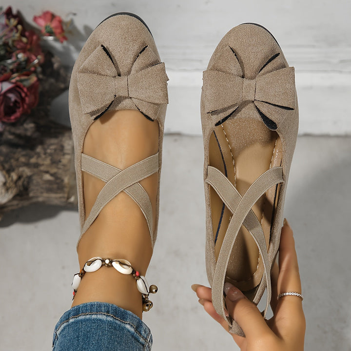 Lola | Women's Bow Cross-Strap Ballet Flats
