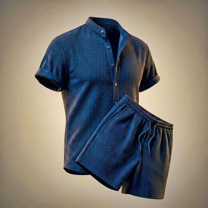 Solaro | Men's Ribbed Mandarin Collar Co-ord Set