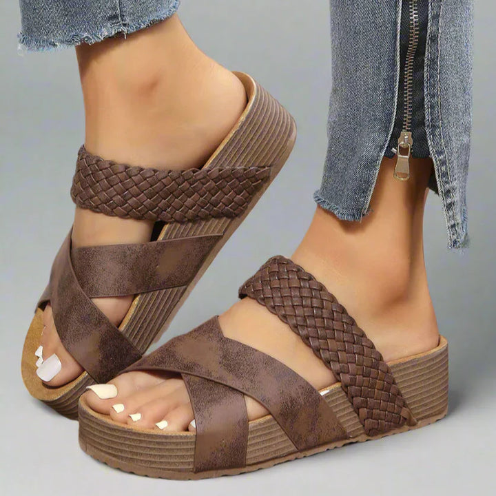 Braida | Woven Cross Strap Platform Wedge Sandals