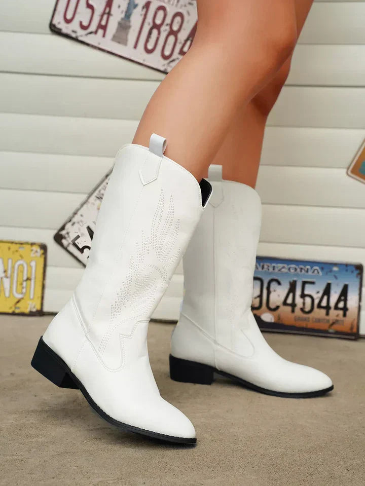 Glitter | Metallic Embroidered Mid Calf Womens Cowboy Boots