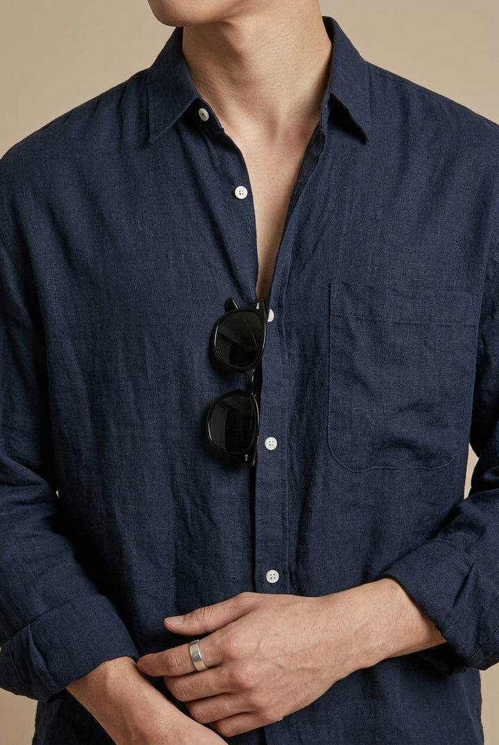 Kai | Men's Linen Long Sleeve Shirt – Casual Button Up Summer Shirt