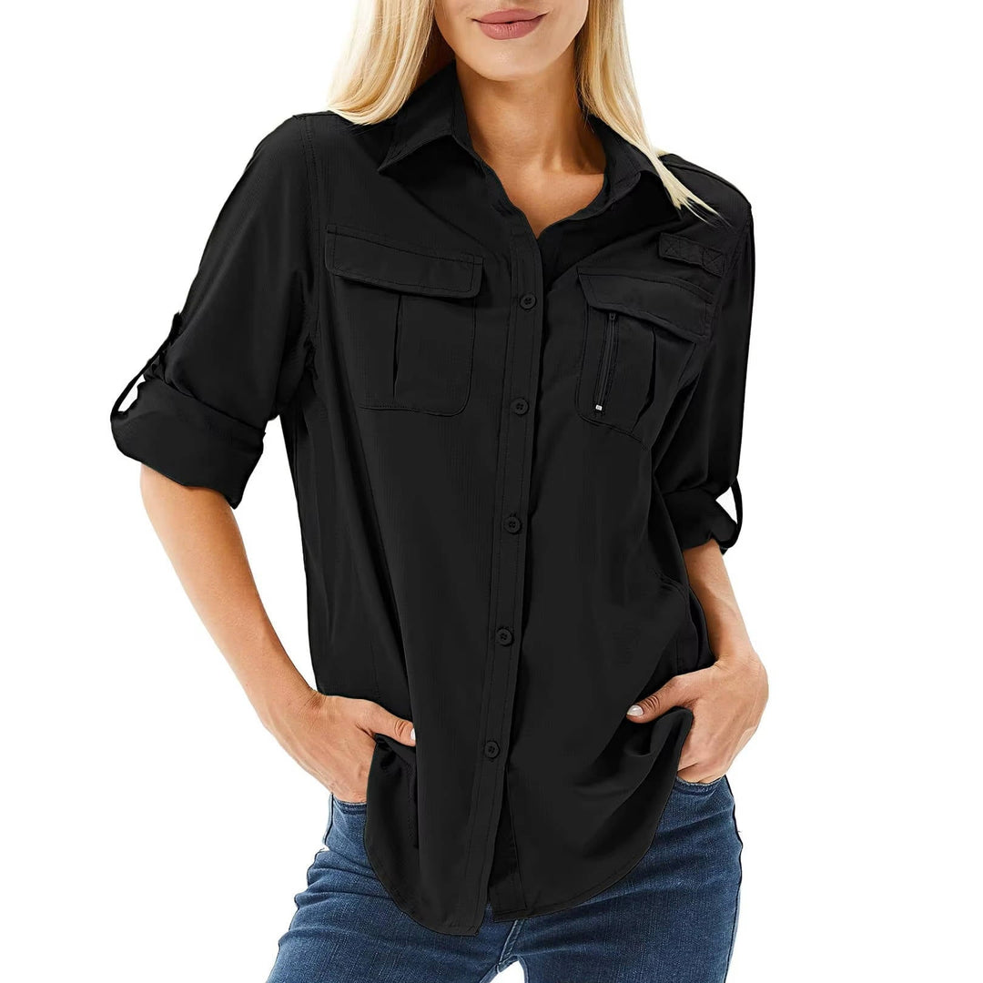 Scout | Utility Pocket Roll Sleeve Casual Womens Blous