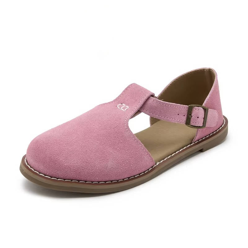Wrenley | Suede T-Bar Buckle Orthopedic Flats for Women