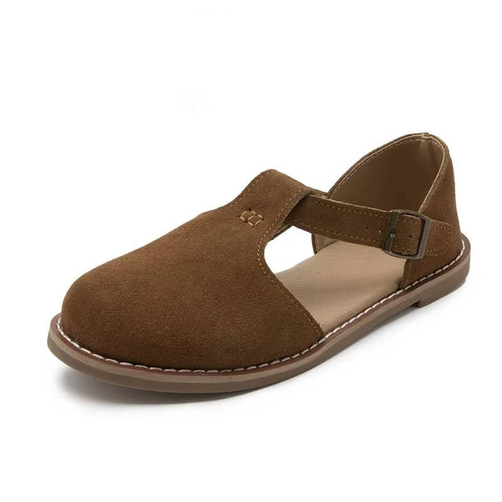 Wrenley | Suede T-Bar Buckle Orthopedic Flats for Women