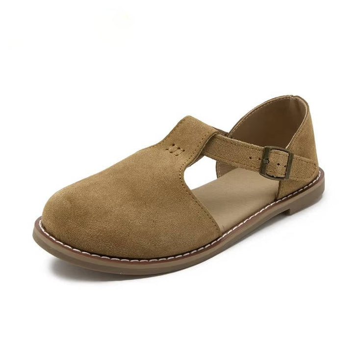 Wrenley | Suede T-Bar Buckle Orthopedic Flats for Women