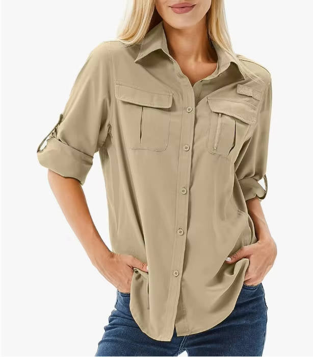 Scout | Utility Pocket Roll Sleeve Casual Womens Blous