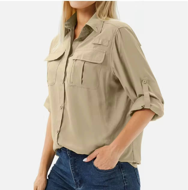 Scout | Utility Pocket Roll Sleeve Casual Womens Blous