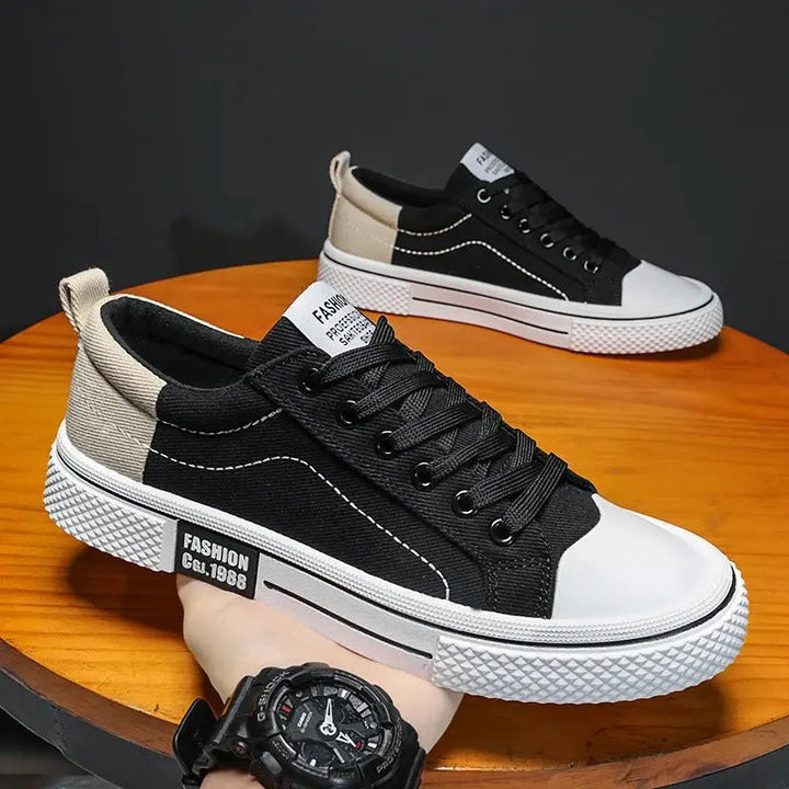 Giorgio | Two-Tone Canvas Cap Toe Lace-Up Casual Sneakers Mens Shoes