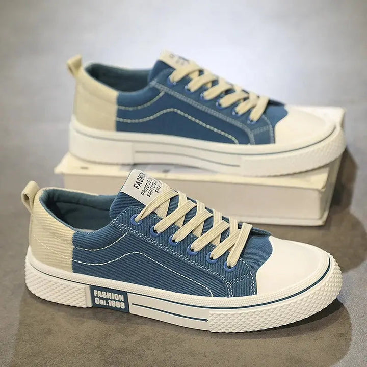 Giorgio | Two-Tone Canvas Cap Toe Lace-Up Casual Sneakers Mens Shoes