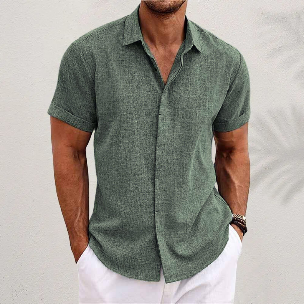 Marco | Men's Short Sleeve Linen Camp Collar Shirt