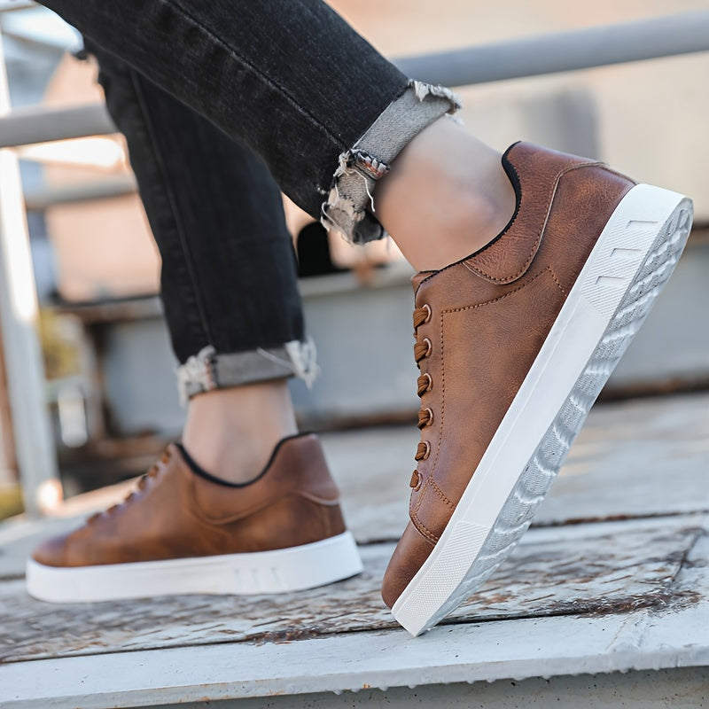 Paxton | Leather Lace-Up Flatform Casual Sneakers Mens Shoes