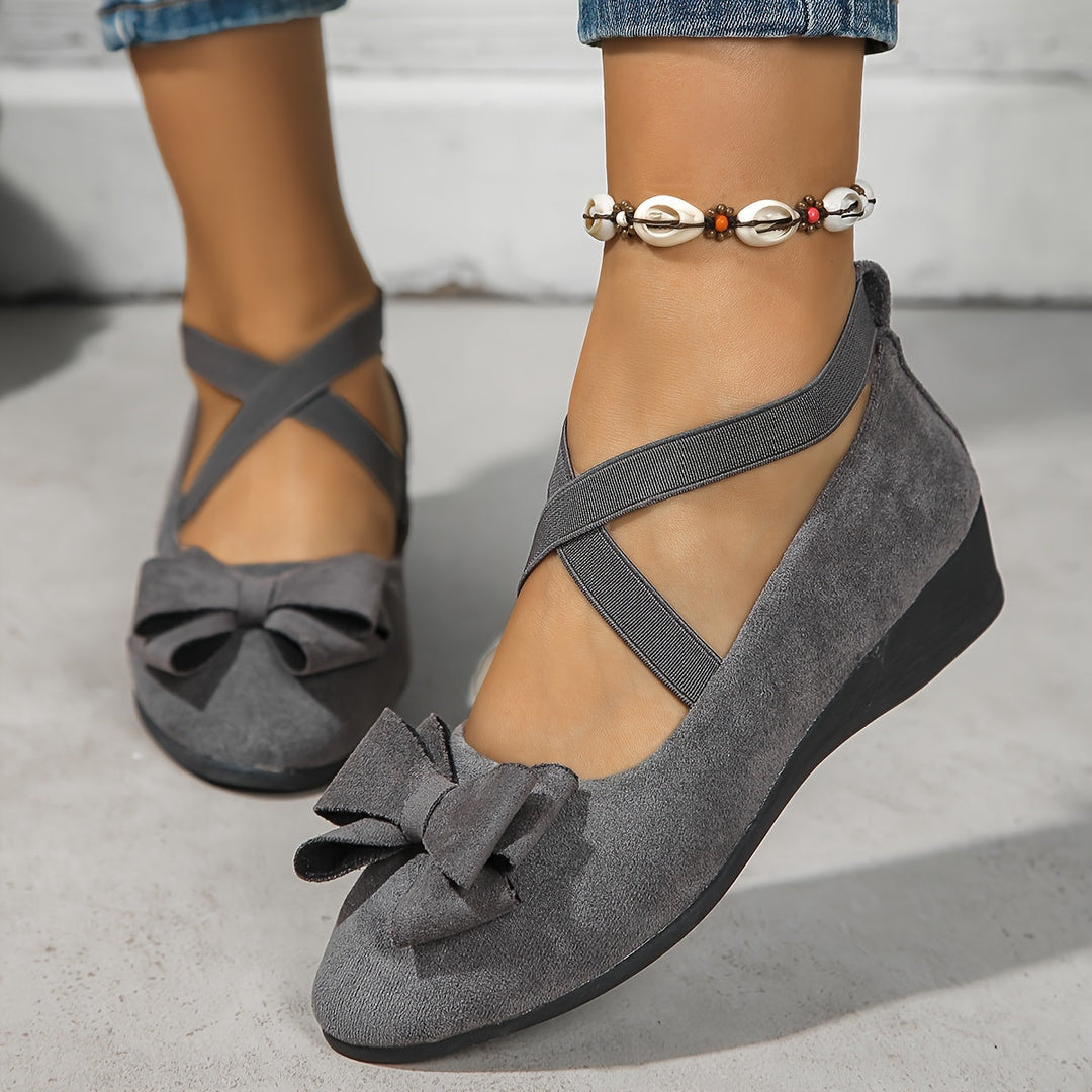 Lola | Women's Bow Cross-Strap Ballet Flats