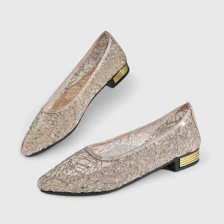 Glimmer | Sequin Lace Pointed-Toe Orthopedic Flats for Women