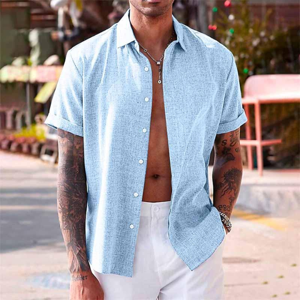 Marco | Men's Short Sleeve Linen Camp Collar Shirt