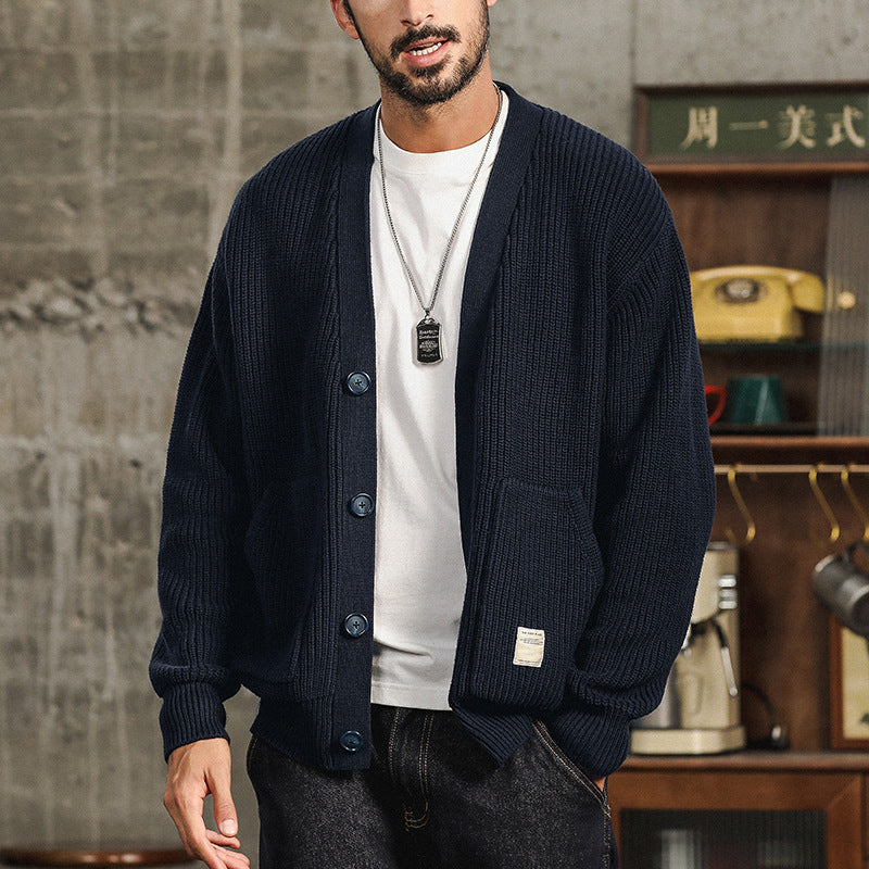 Workroom | Chunky Rib Knit V-Neck Men's Cardigan