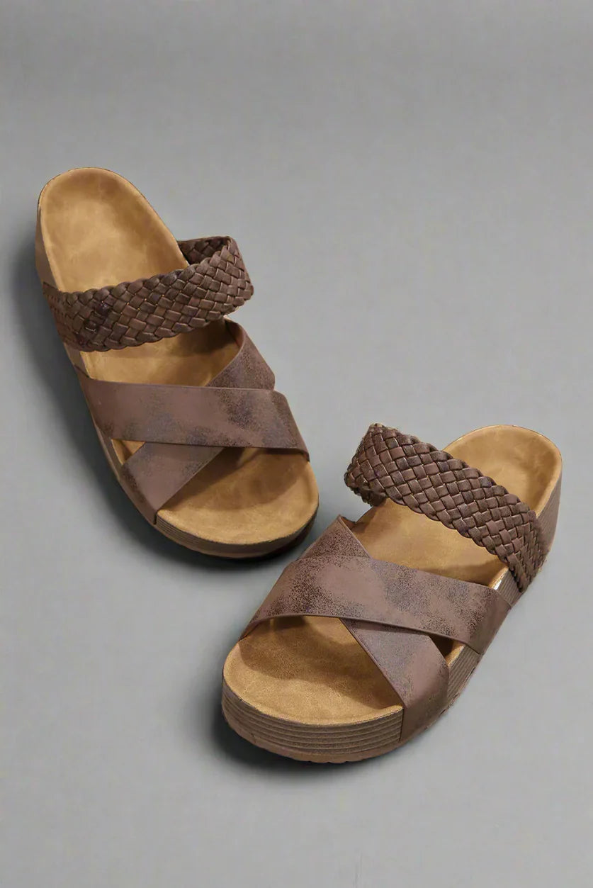 Braida | Woven Cross Strap Platform Wedge Sandals