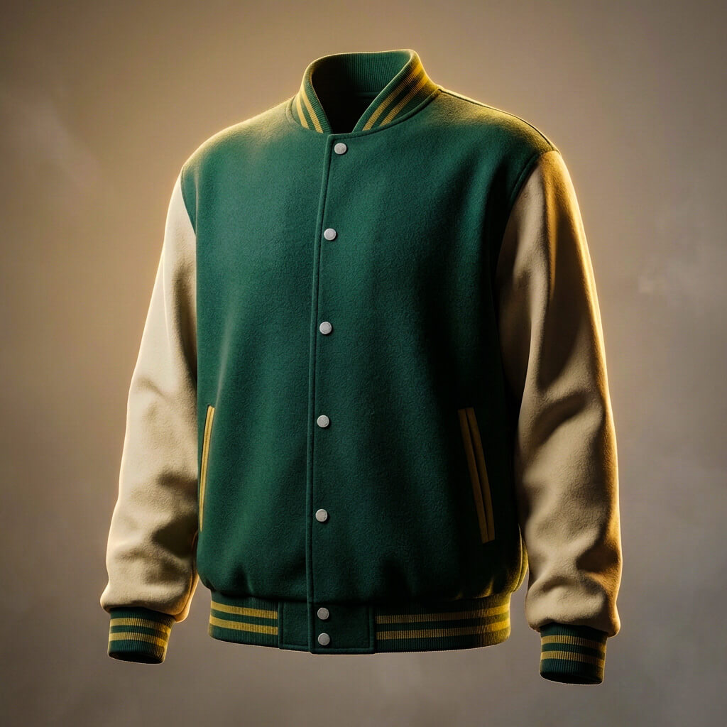 Campus | Two-Tone Wool Blend Varsity Bomber Jacket