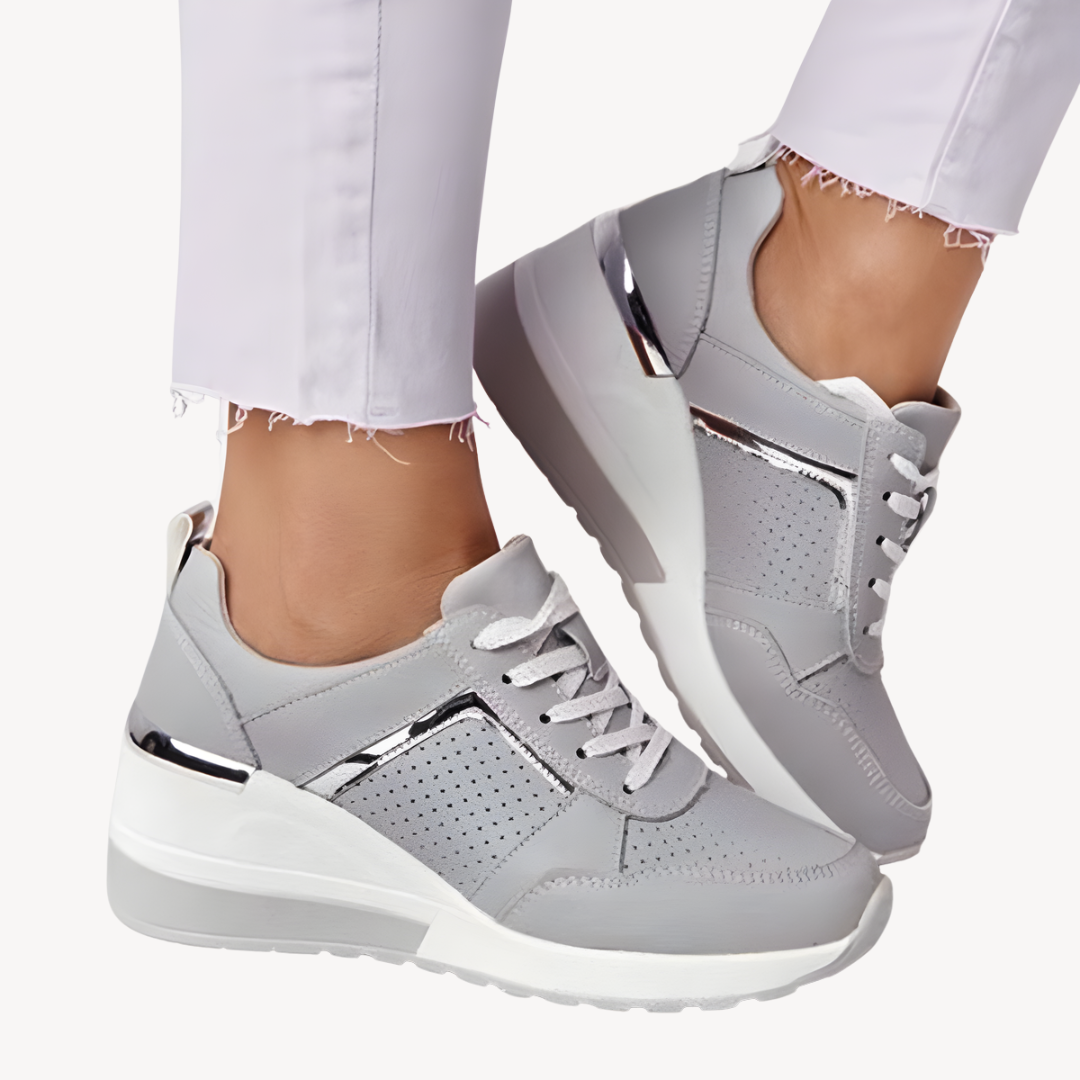 Goldie | Metallic Detail Wedge Platform Women Sneakers