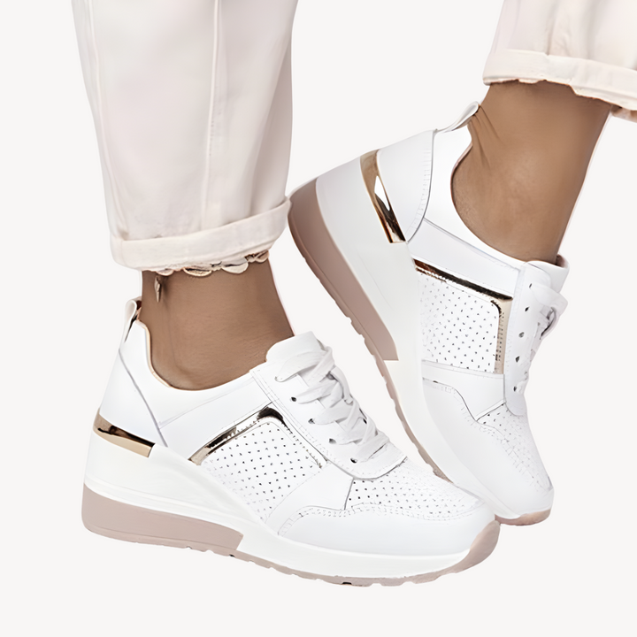 Goldie | Metallic Detail Wedge Platform Women Sneakers