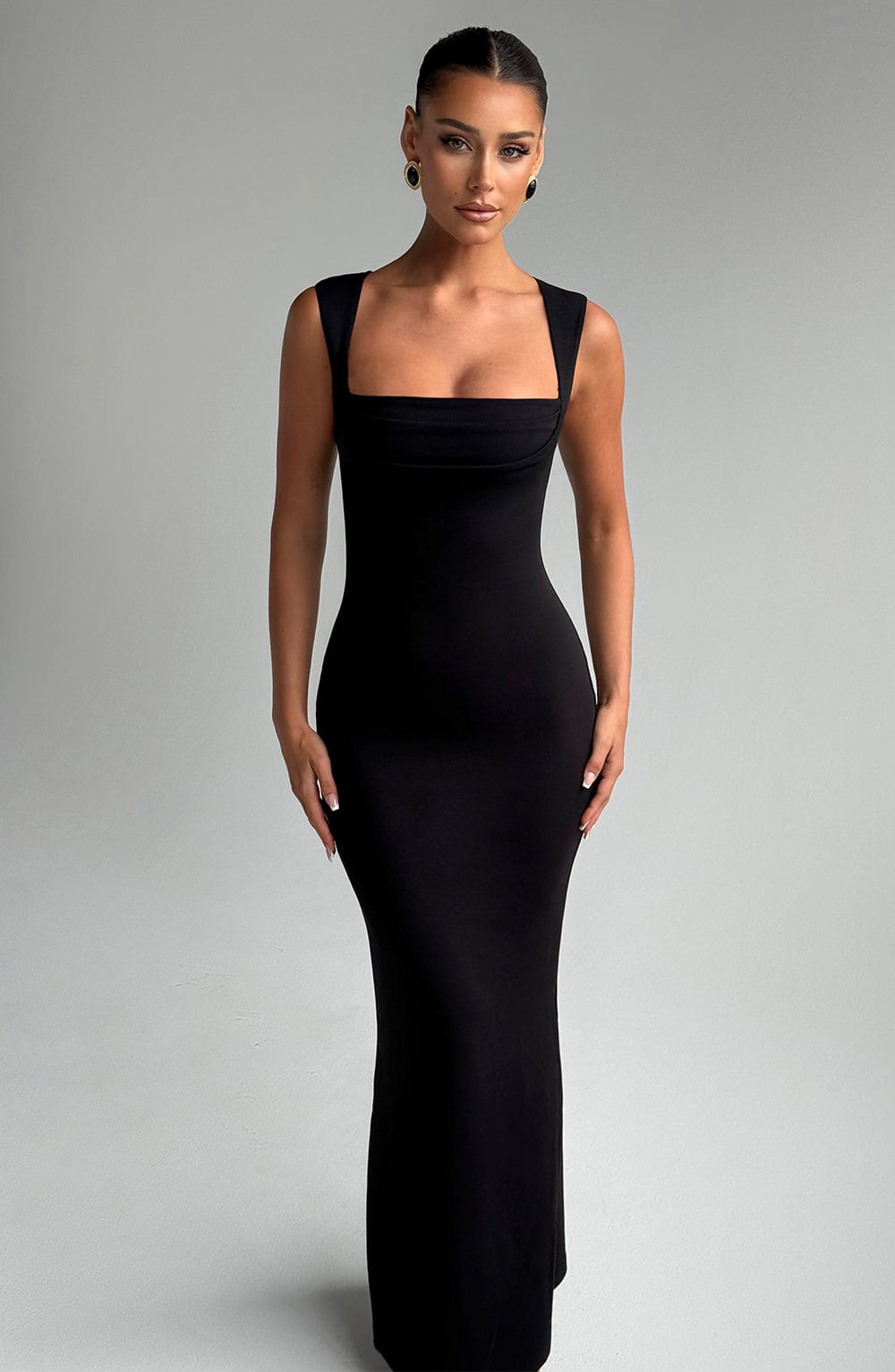 Helena | Square Neck Wide Strap Bodycon Maxi Formal Dress