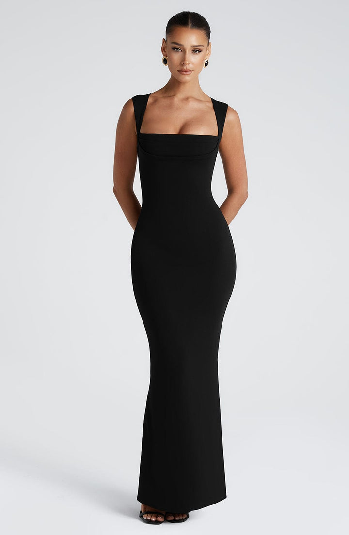 Helena | Square Neck Wide Strap Bodycon Maxi Formal Dress